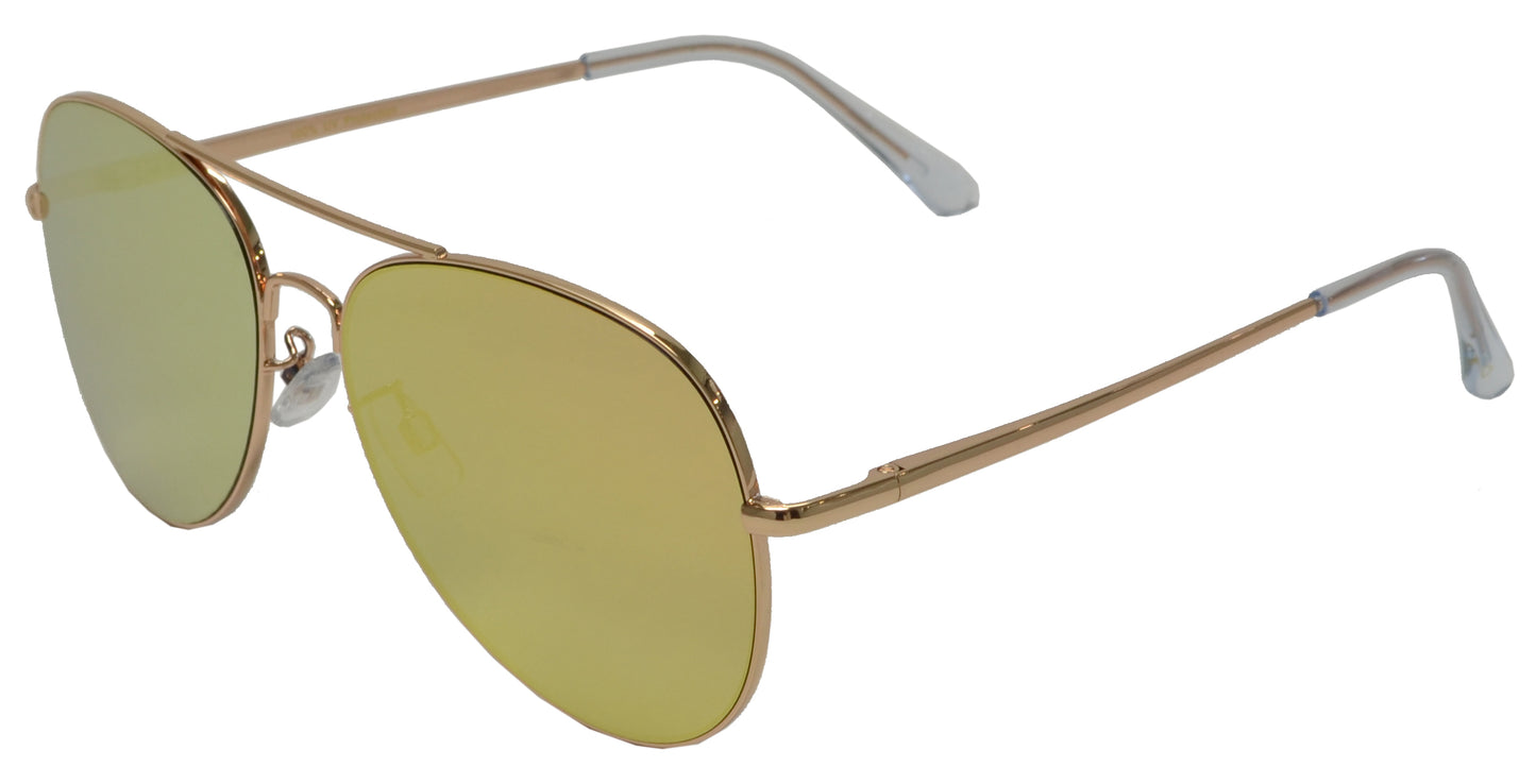 FC 6516 RVC - Oval Shaped Thin Stainless Frame Sunglasses with Colors Mirror Lens