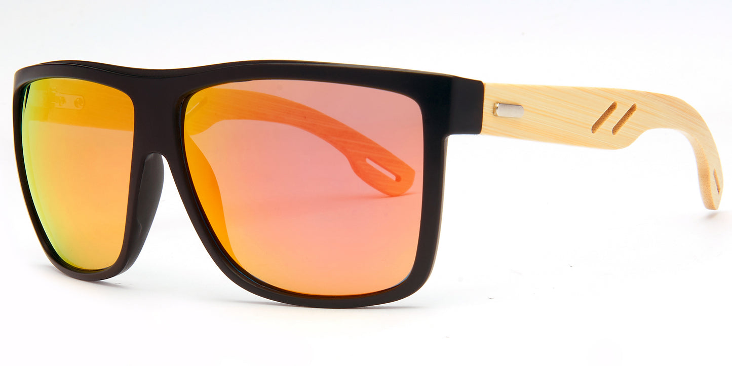 8019 Bamboo - Rectangular Bamboo Sunglasses