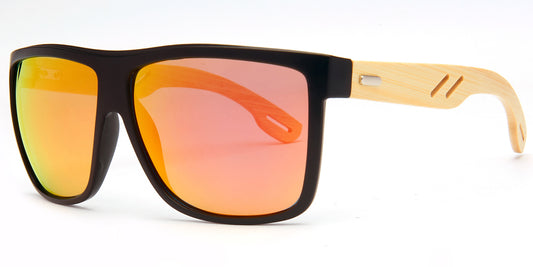 8019 Bamboo - Rectangular Bamboo Sunglasses