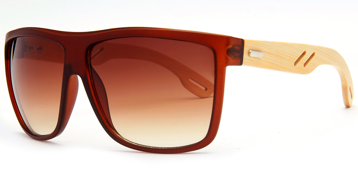 8019 Bamboo - Rectangular Bamboo Sunglasses
