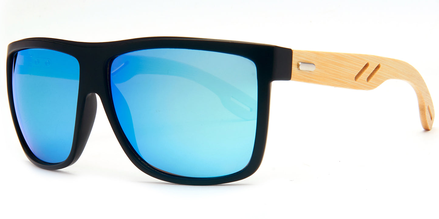 8019 Bamboo - Rectangular Bamboo Sunglasses