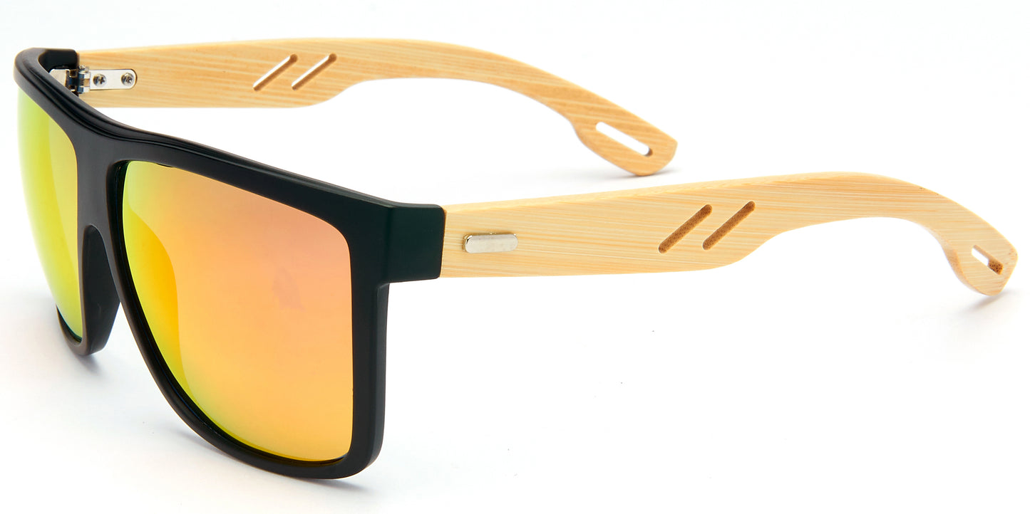 8019 Bamboo - Rectangular Bamboo Sunglasses