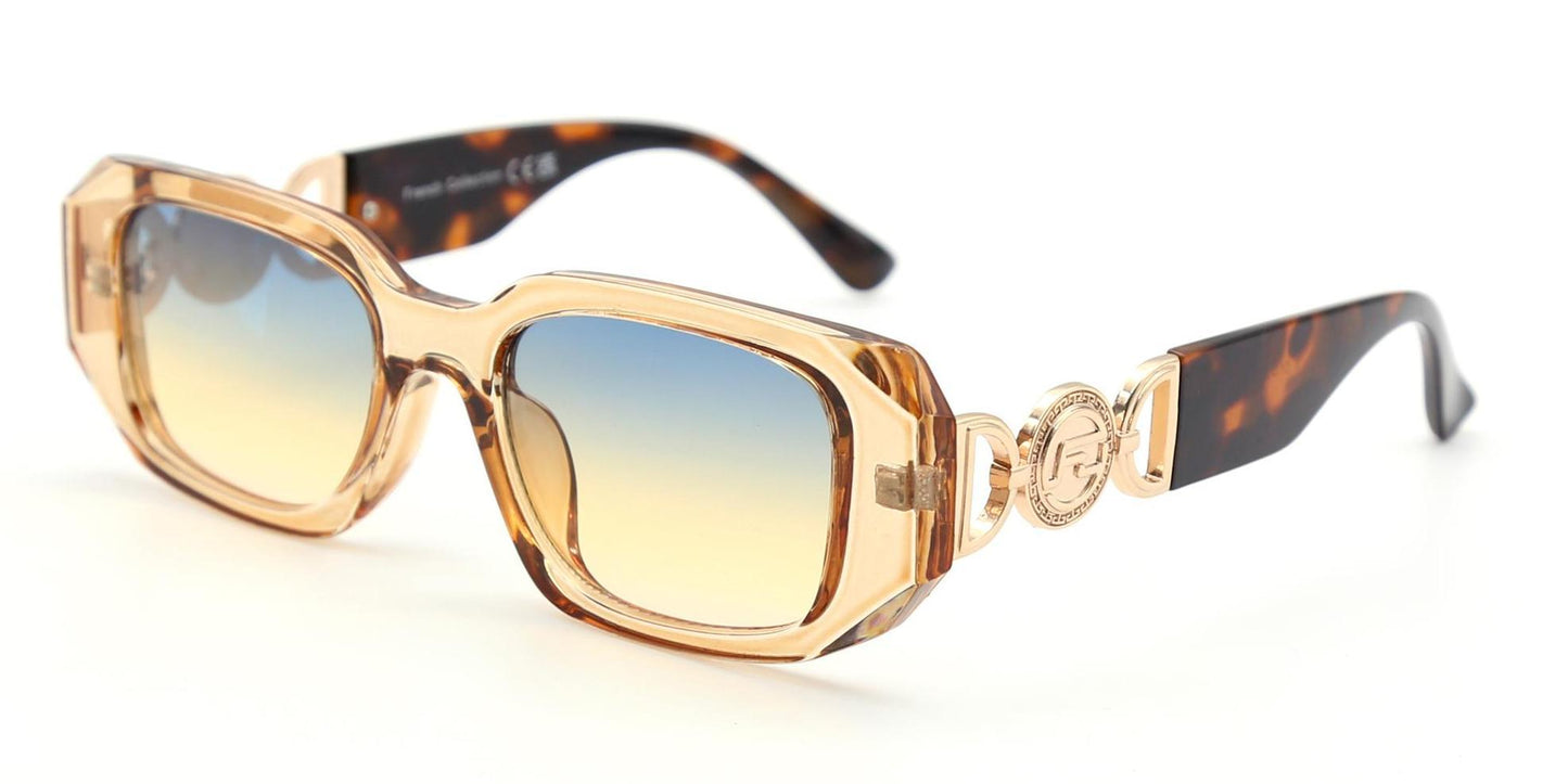 FC 5840 - Rectangular Plastic Sunglasses with Metal Accent Temple