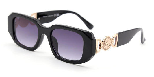 FC 5840 - Rectangular Plastic Sunglasses with Metal Accent Temple