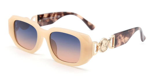 FC 5840 - Rectangular Plastic Sunglasses with Metal Accent Temple