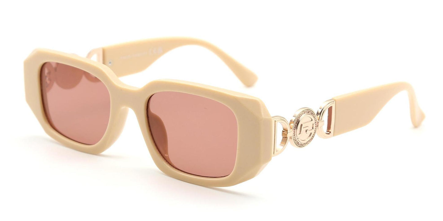 FC 5840 - Rectangular Plastic Sunglasses with Metal Accent Temple