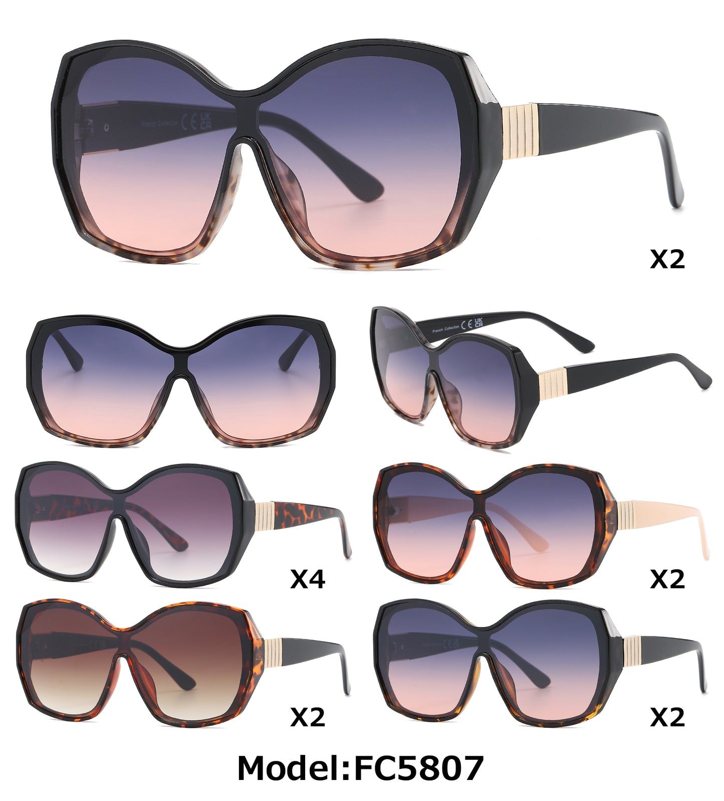 FC 5807 - Oversize One Piece Lens Sunglasses