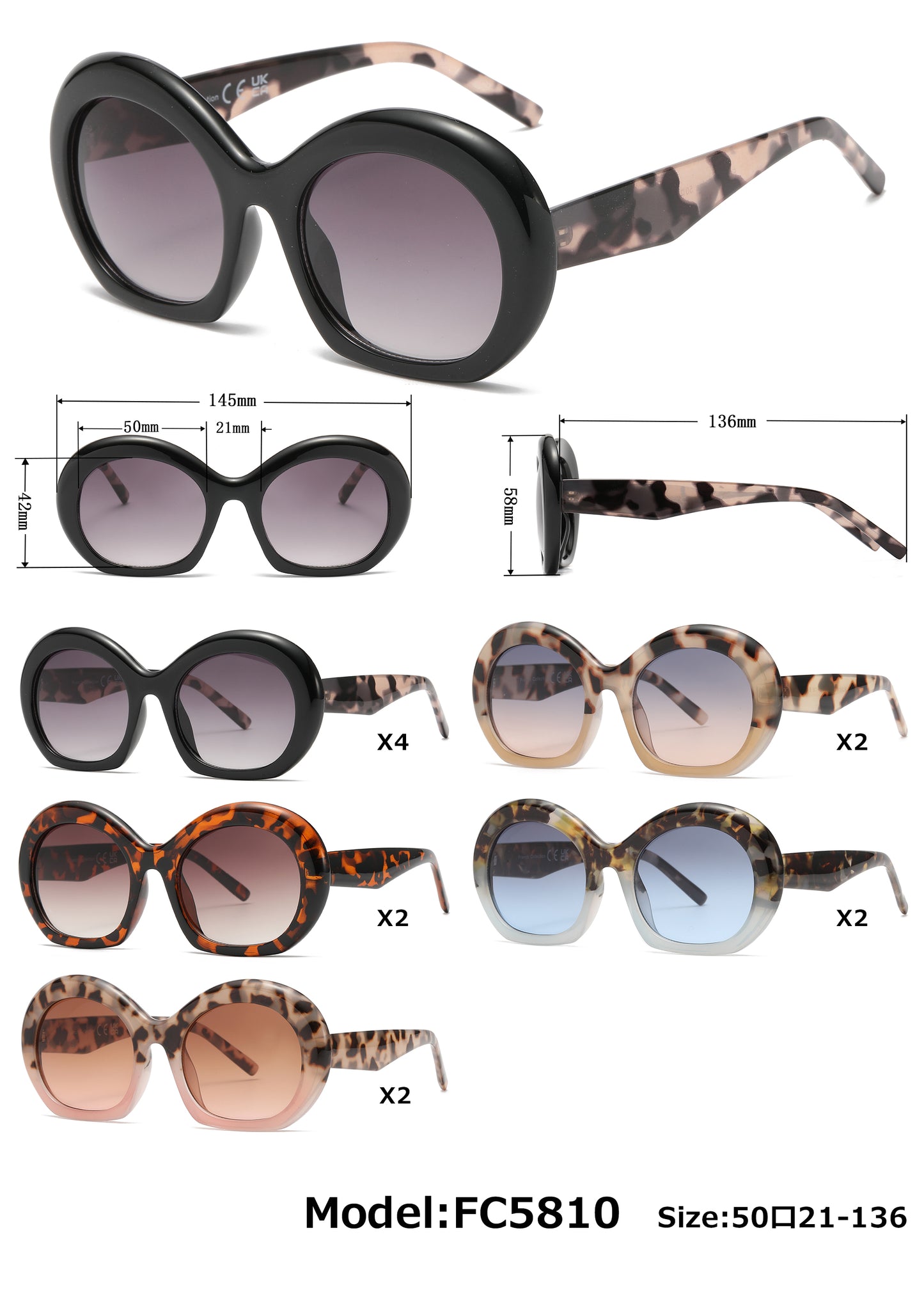 FC 5810 - Round Fashion Plastic Sunglasses