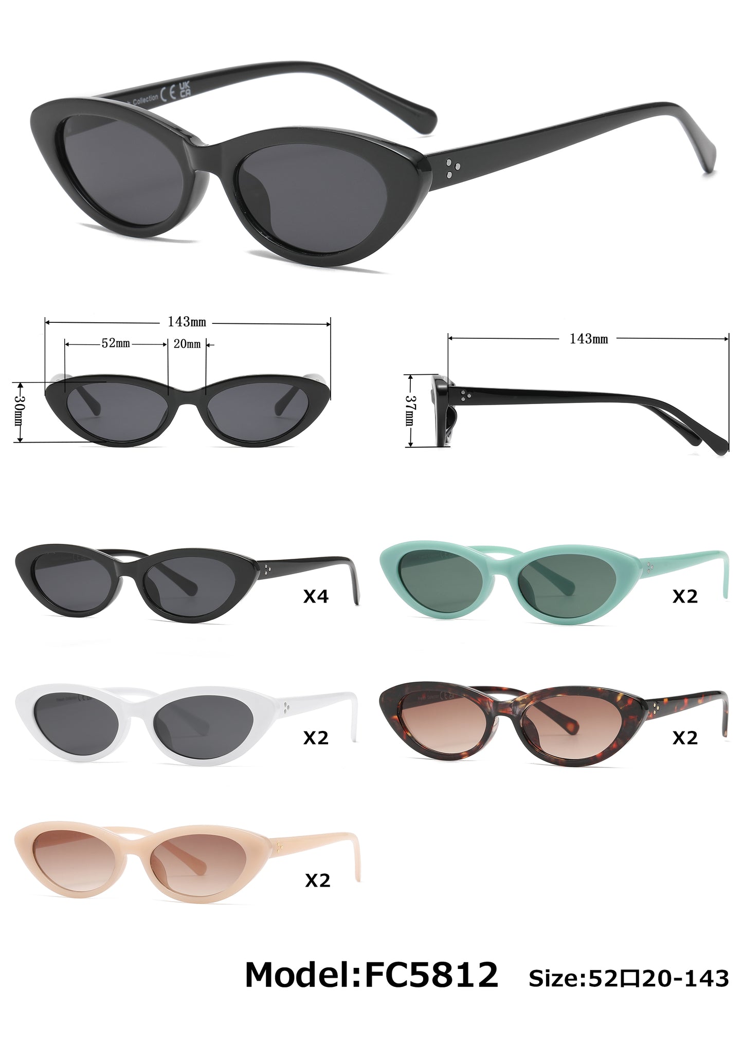 FC 5812 - Cat Eye Fashion Plastic Sunglasses