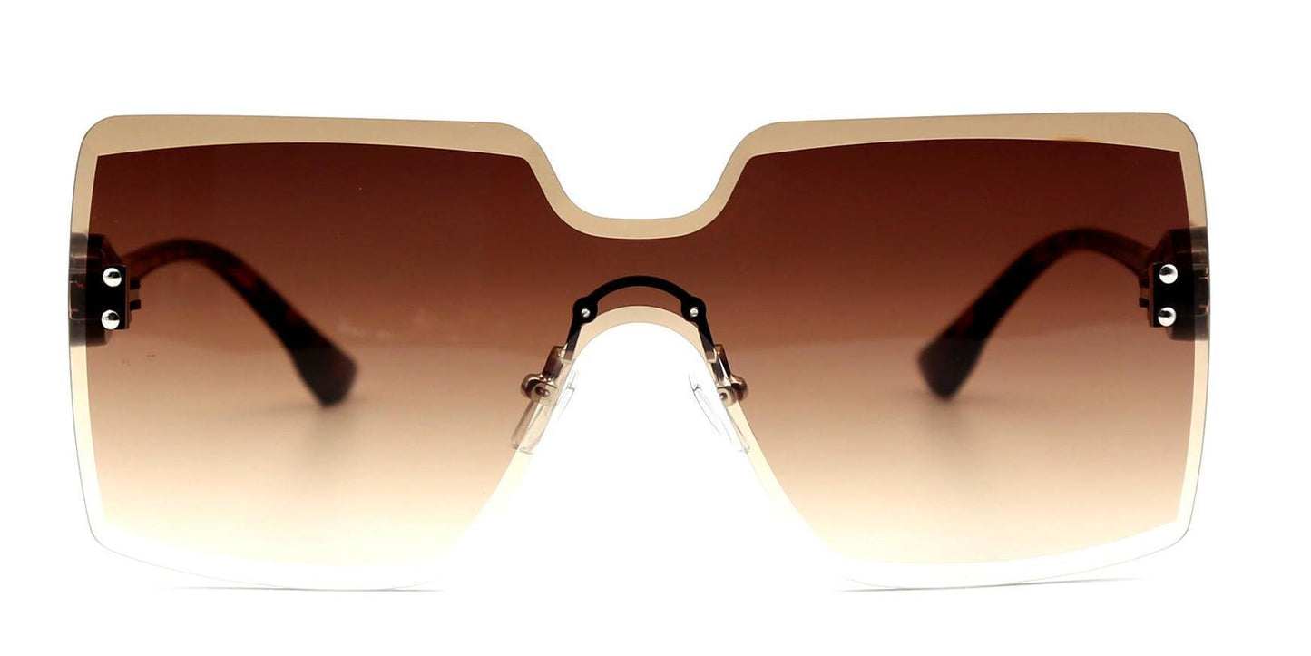 FC 5821 - Rimless Square One Piece Lens Plastic Sunglasses