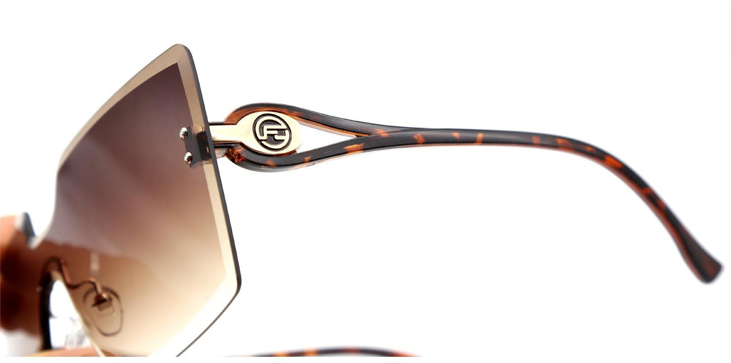FC 5821 - Rimless Square One Piece Lens Plastic Sunglasses