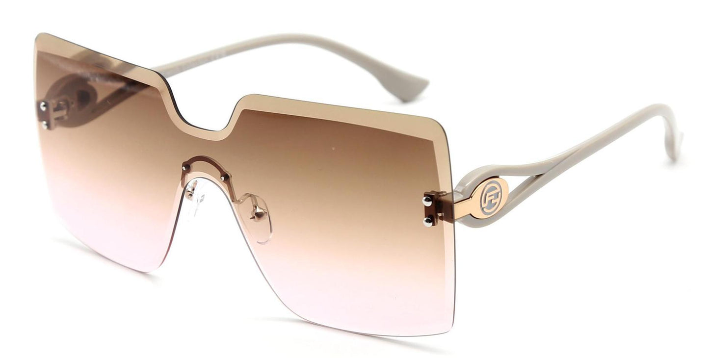 FC 5821 - Rimless Square One Piece Lens Plastic Sunglasses