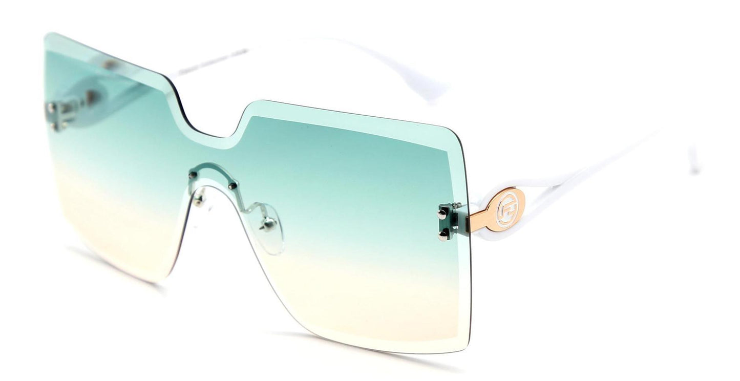 FC 5821 - Rimless Square One Piece Lens Plastic Sunglasses