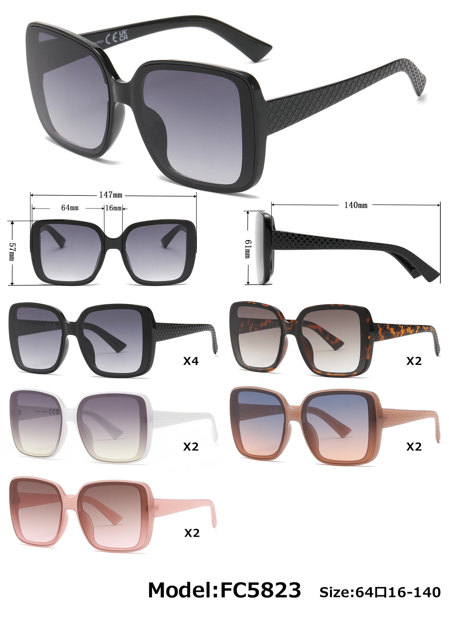 FC 5823 - Square Plastic Sunglasses