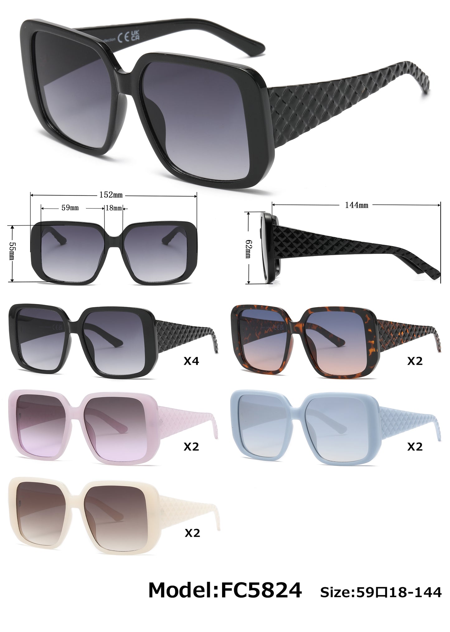 FC 5824 - Large Plastic Women Butterfly Sunglasses