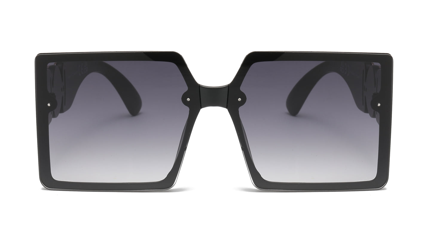 FC 5825 - Large Square with Metal Accent Temple Plastic Sunglasses