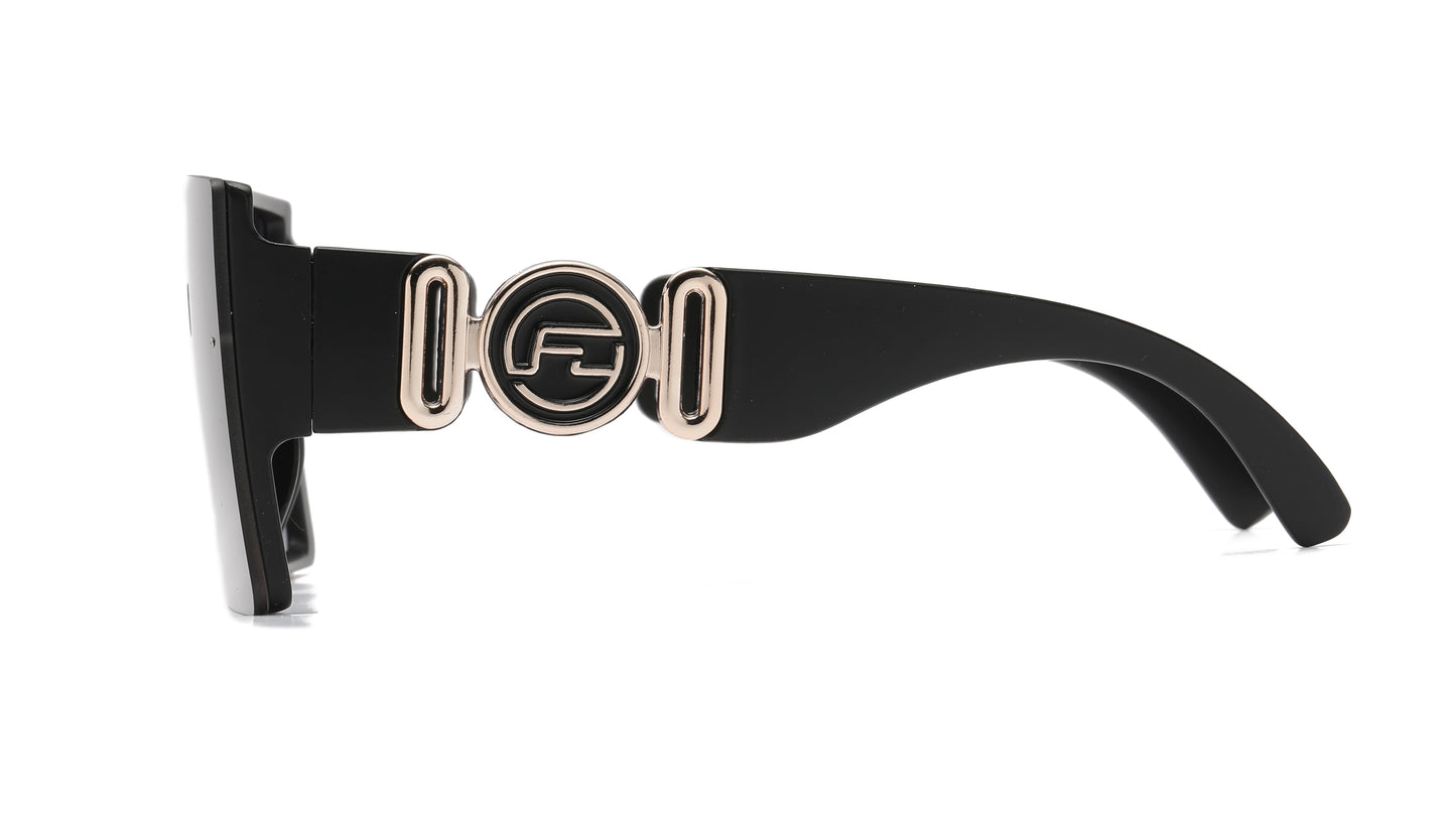 FC 5825 - Large Square with Metal Accent Temple Plastic Sunglasses