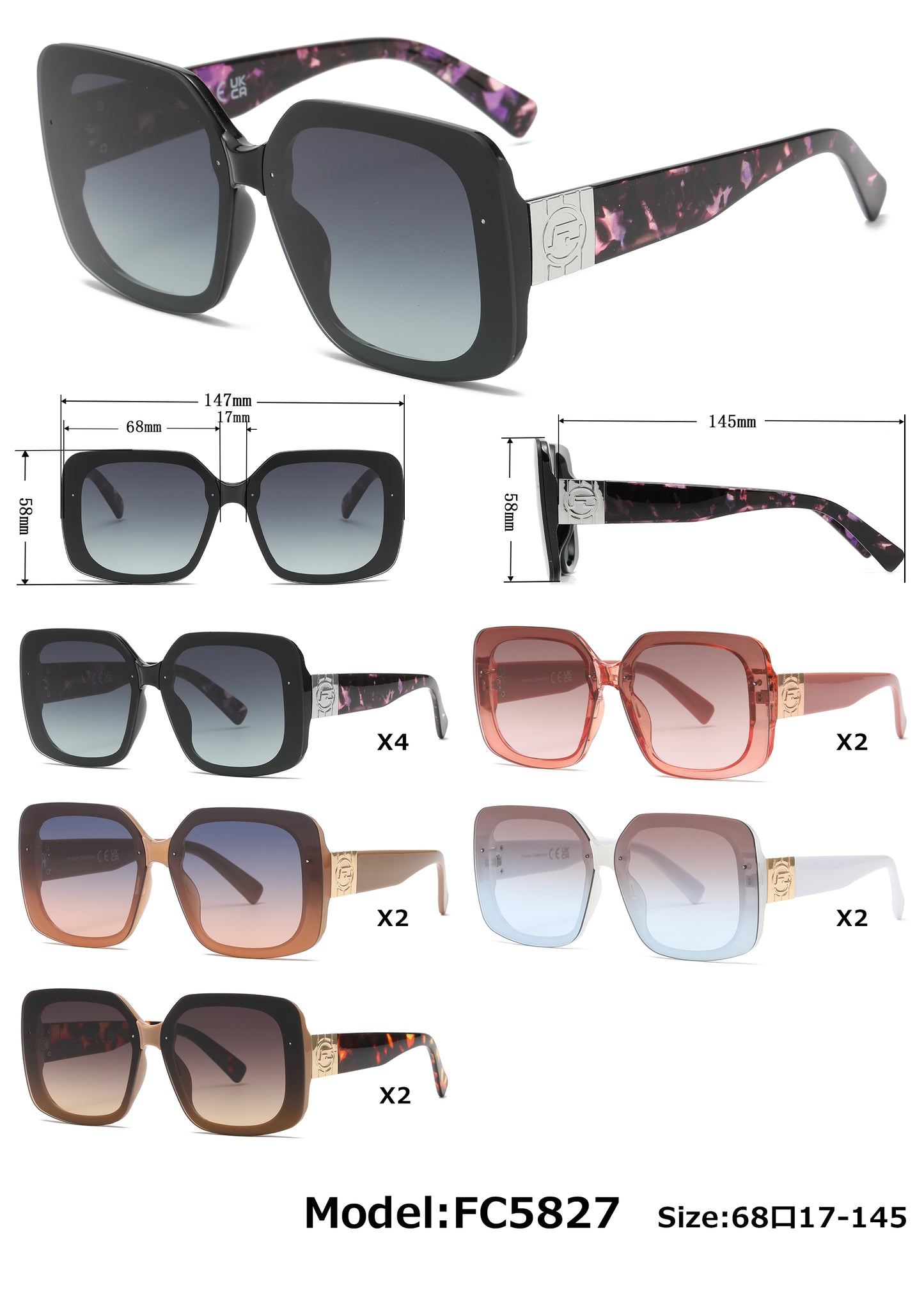 FC 5827 - Plastic Fashion Sunglasses