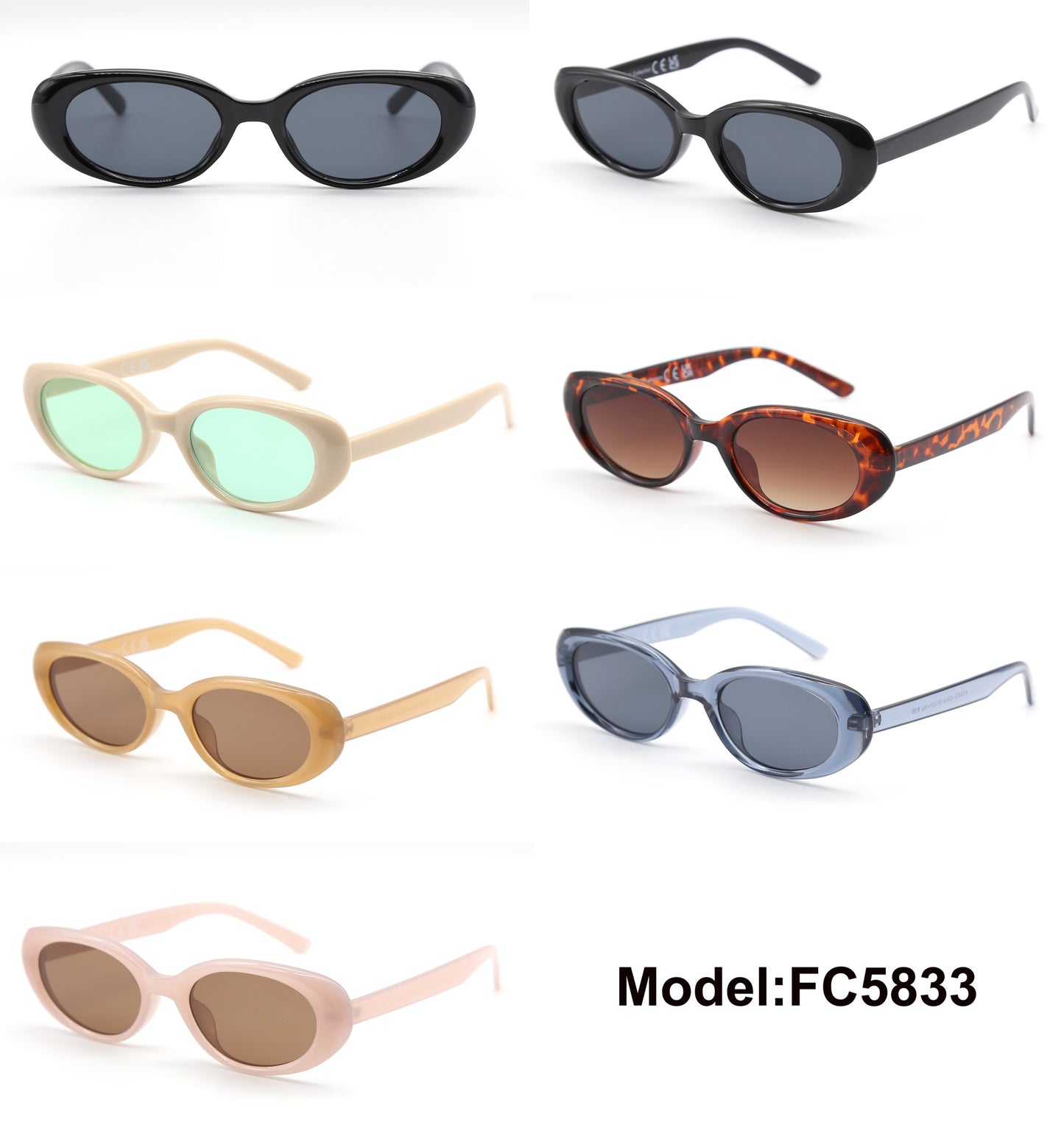 FC 5833 - Round Small Cat Eye Plastic Sunglasses