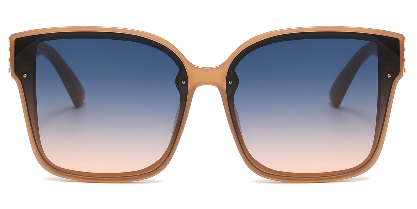 FC 5845 - Large Thick Square Frame with Metal Accent Temple Plastic Sunglasses