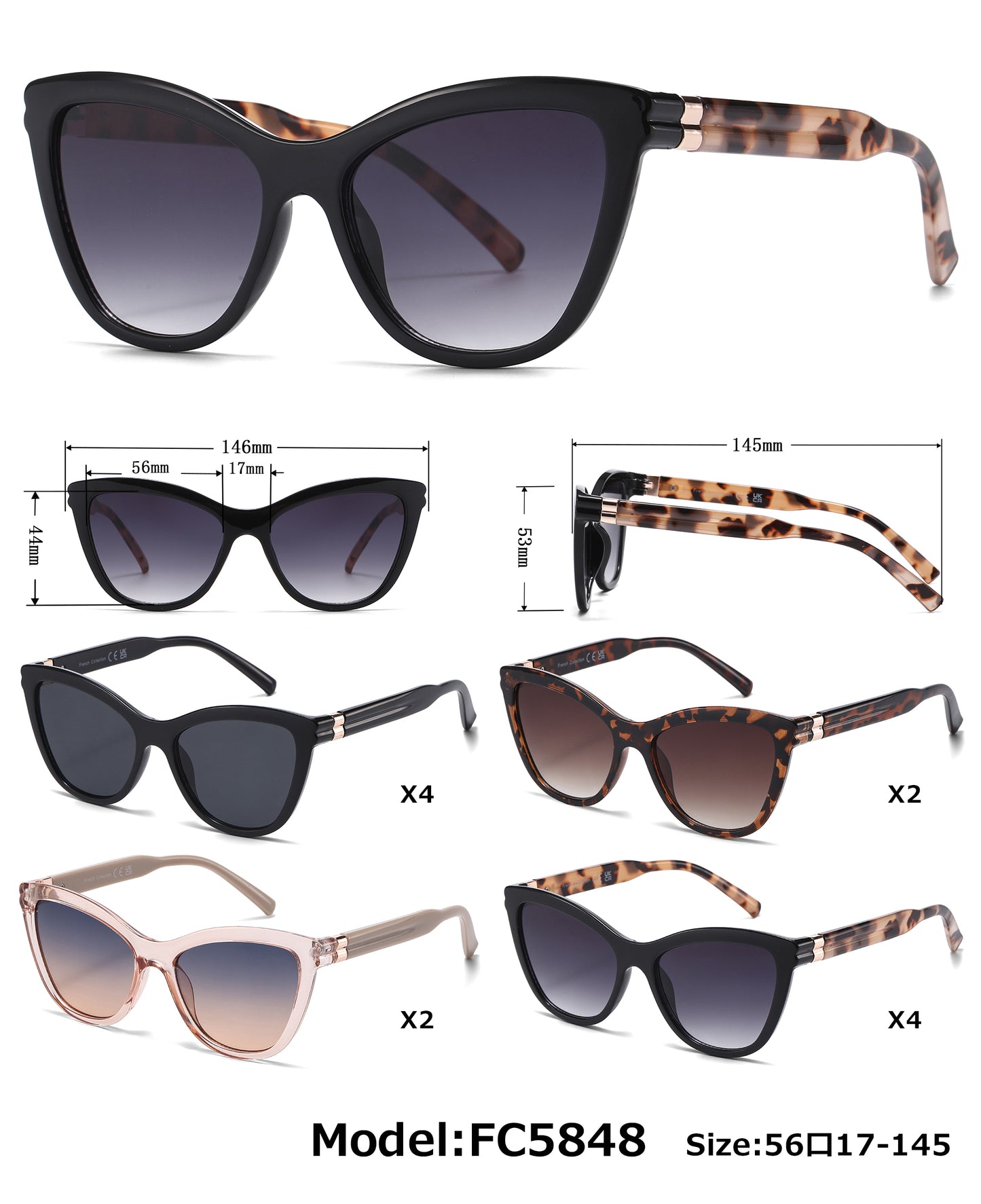 FC 5848 - Classic Cat Eye Women Plastic Sunglasses
