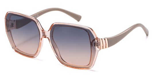 FC 5851 - Large Square Plastic Sunglasses with Curved Temple
