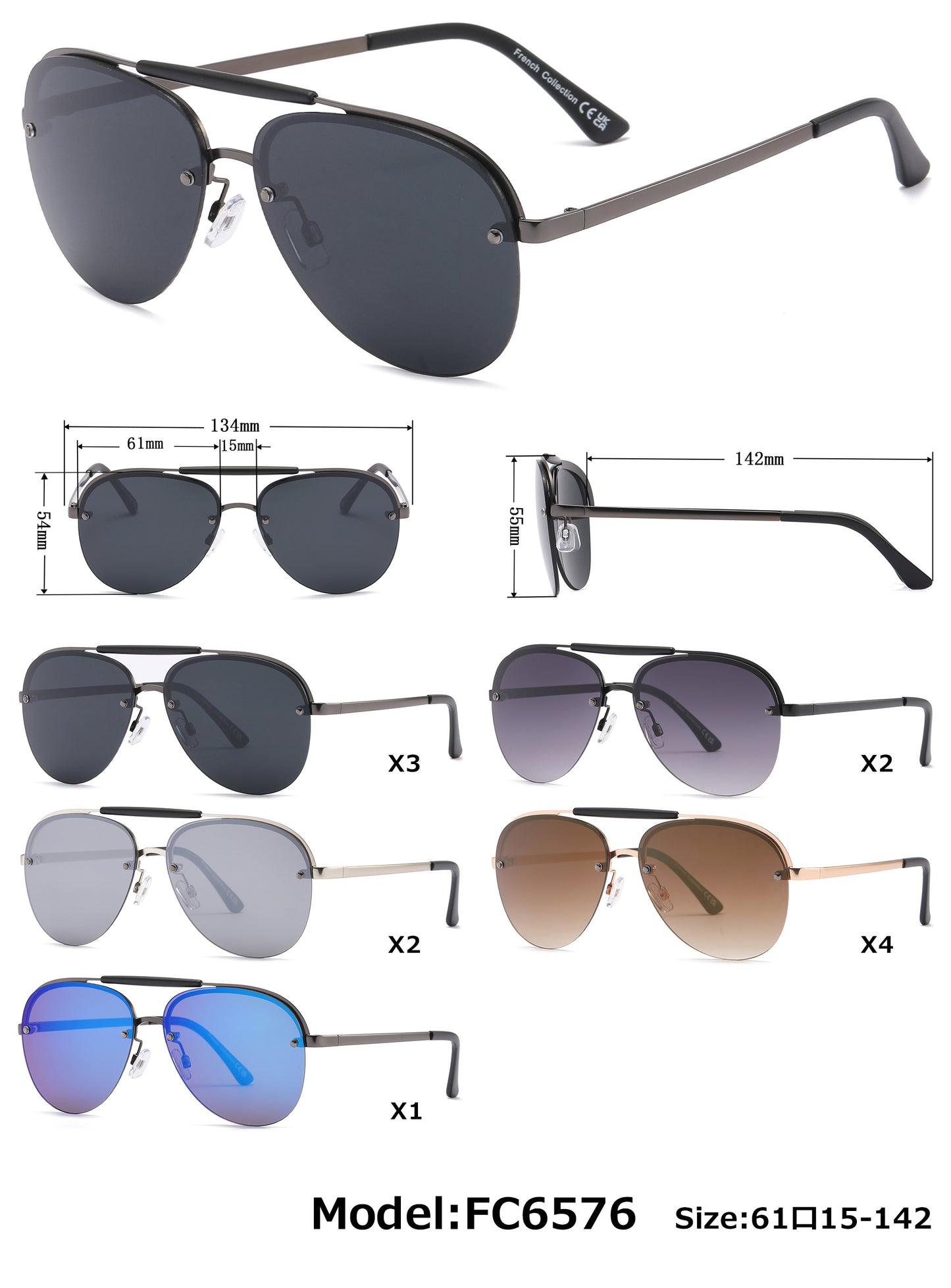 FC 6576 - Rimless Metal Sunglasses