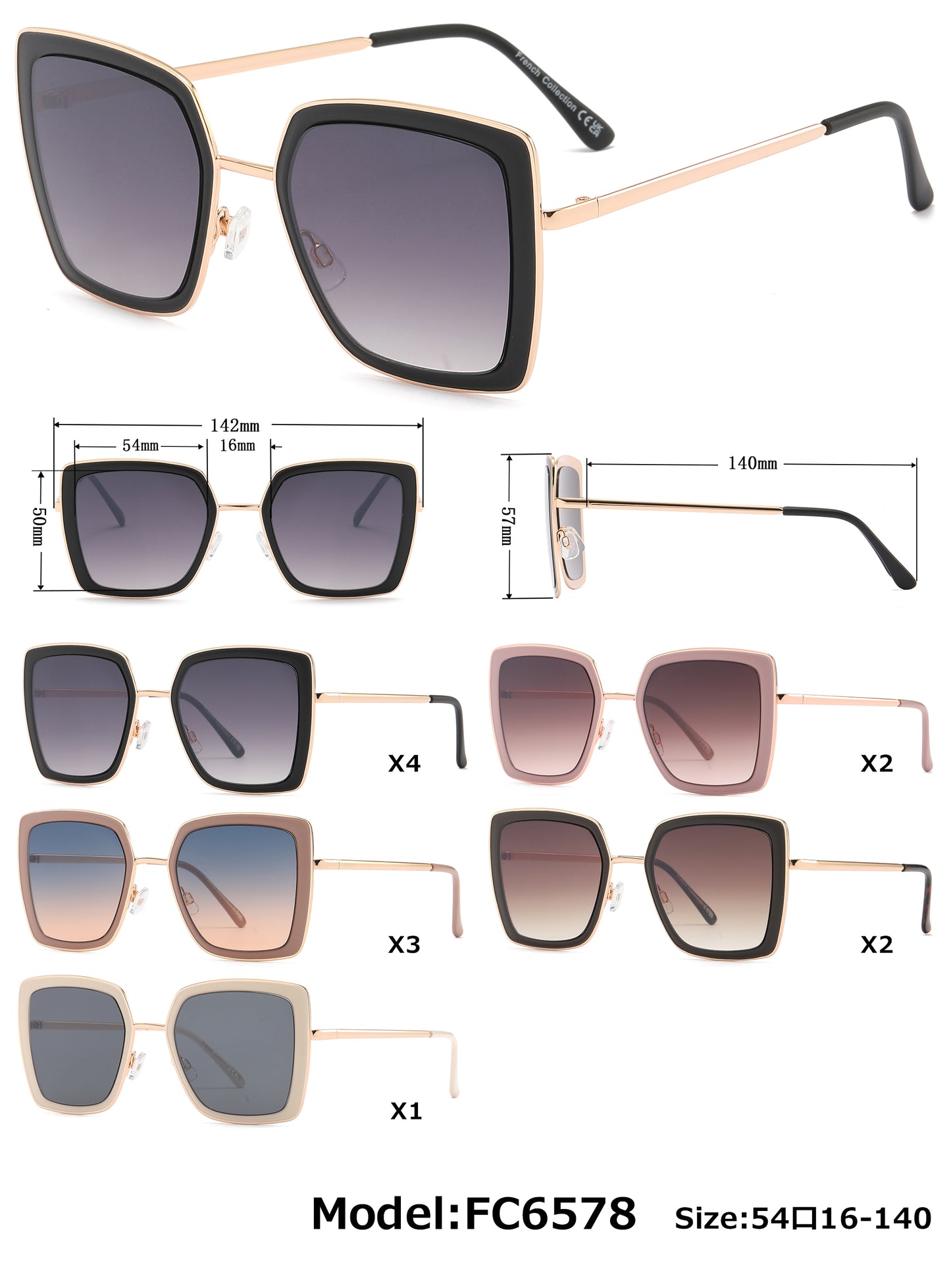 FC 6578 - Fashion Metal Butterfly Cateye Sunglasses