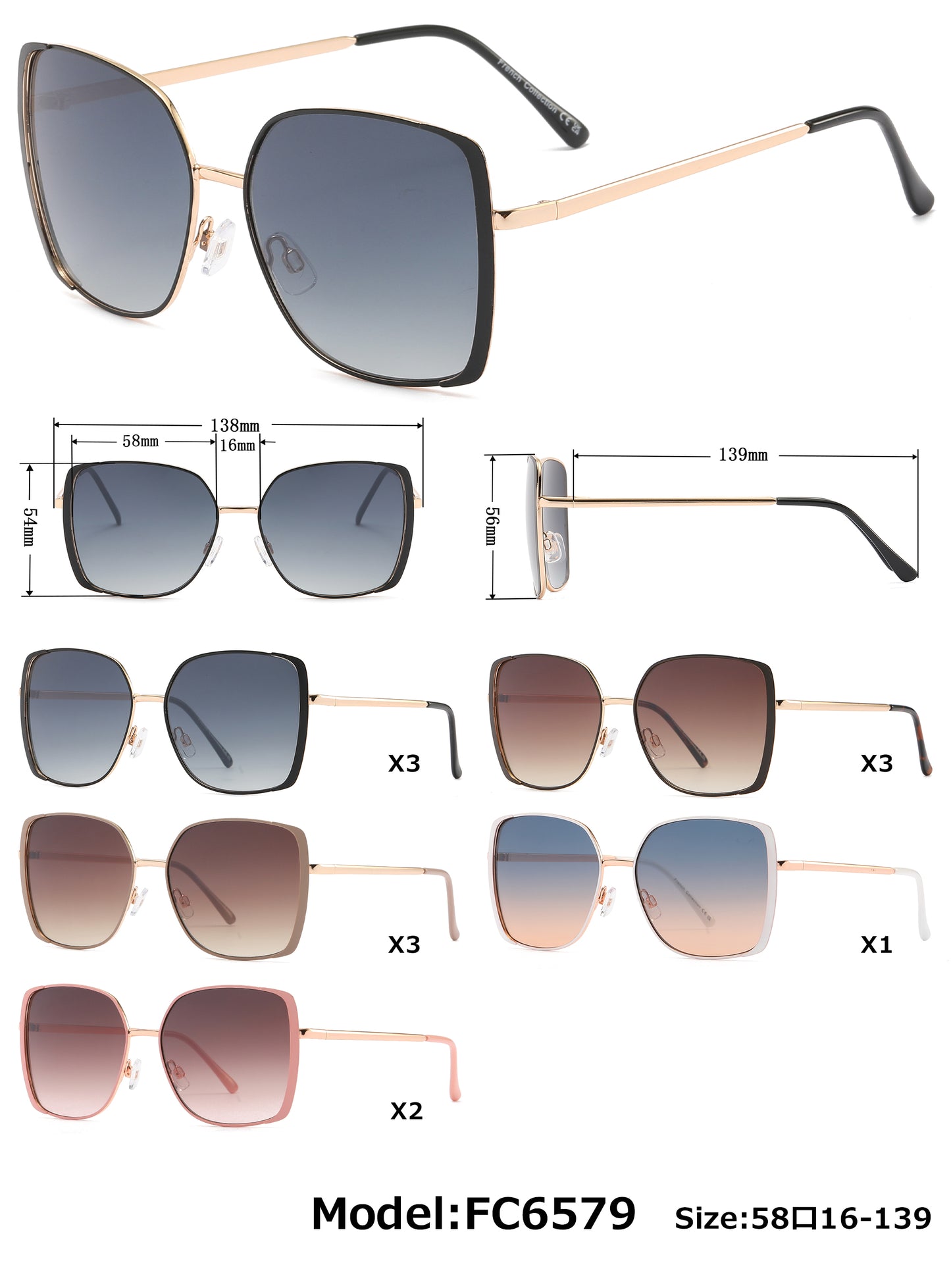 FC 6579 - Metal Butterfly Sunglasses