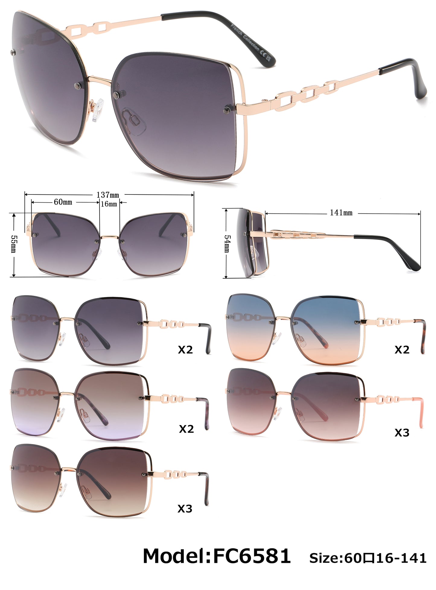 FC 6581 - Fashion Metal Butterfly Sunglasses