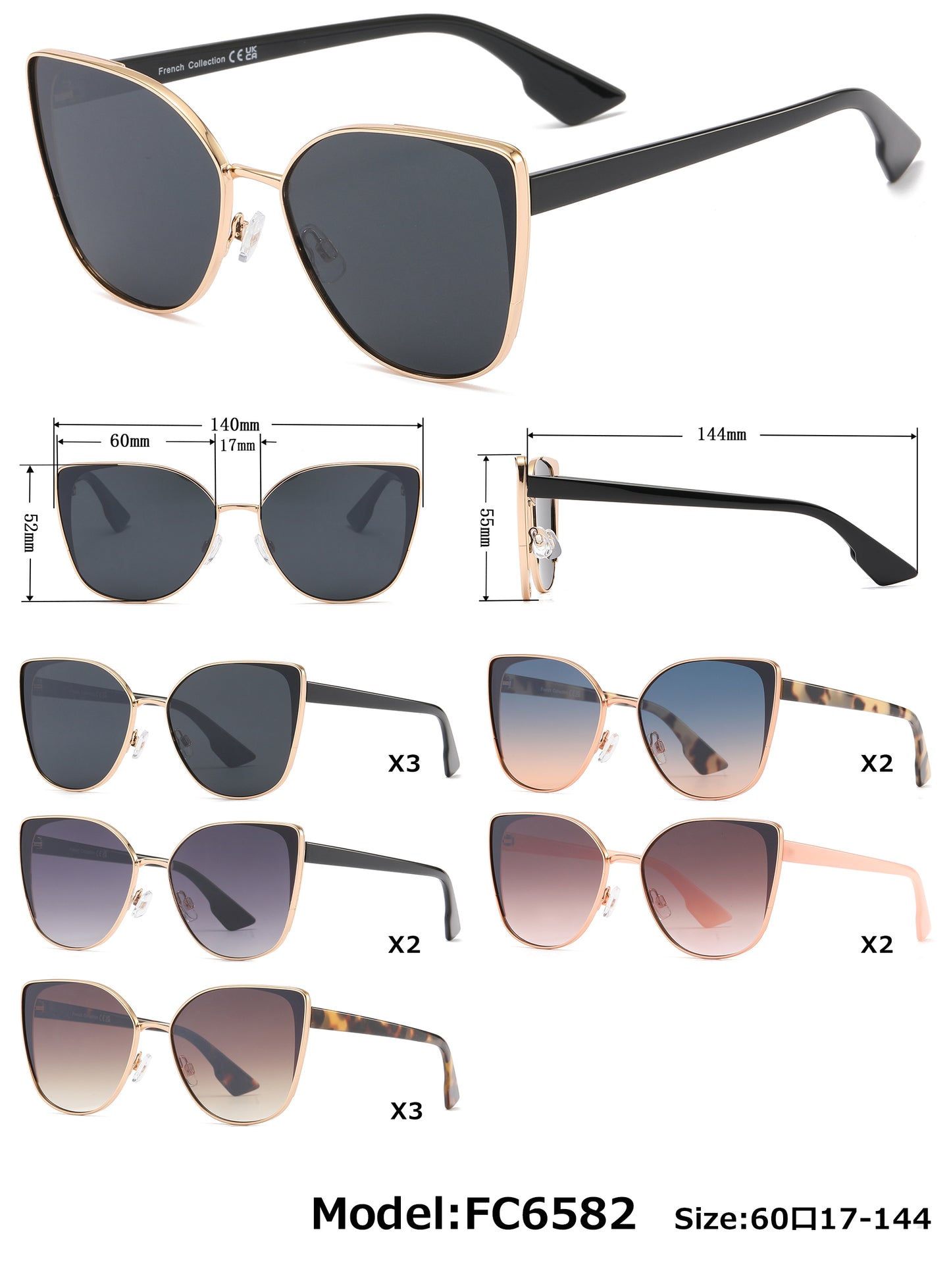 FC 6582 - Fashion Metal Cat Eye Sunglasses