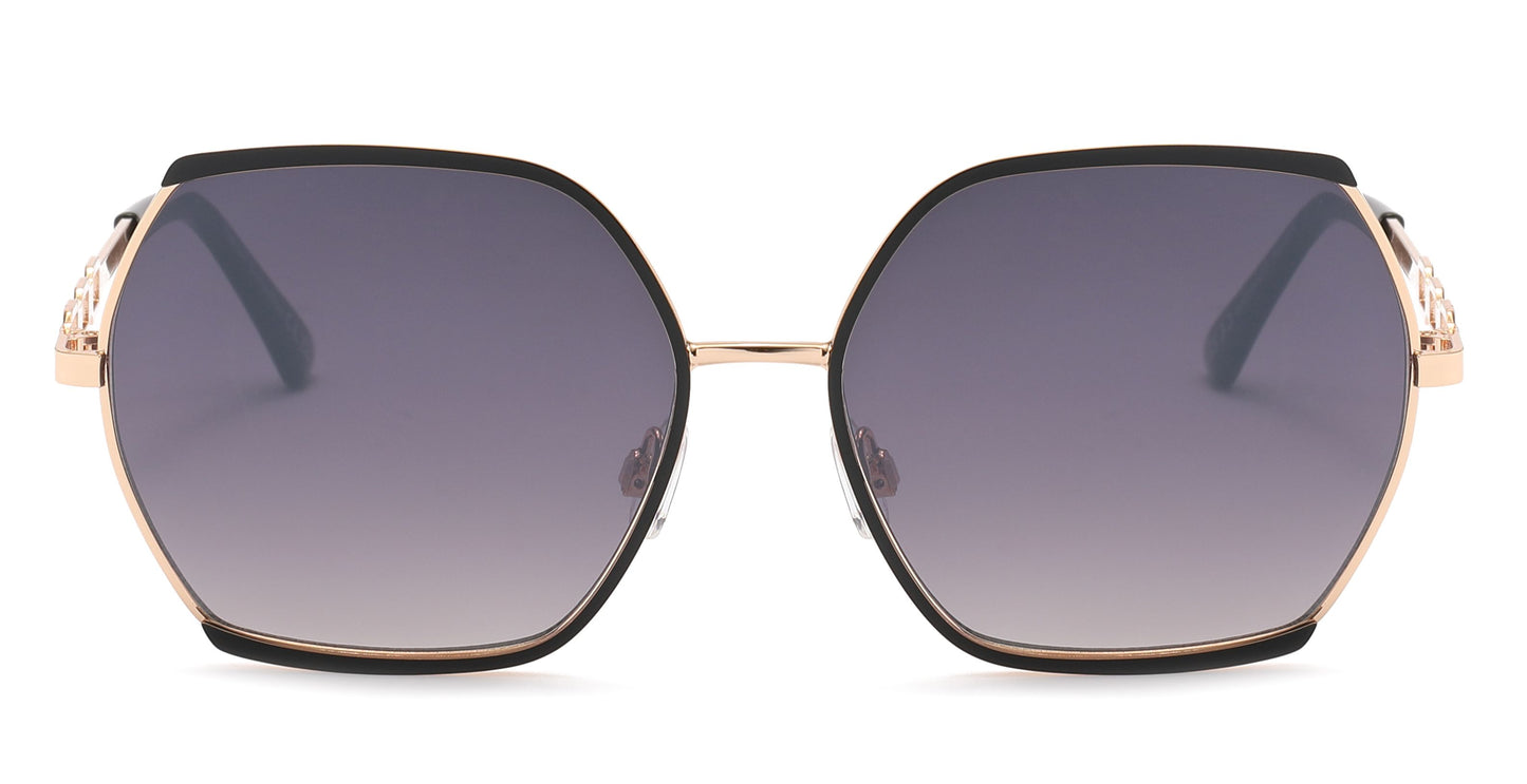 FC 6583 - Fashion Metal Hexagonal Shaped Sunglasses