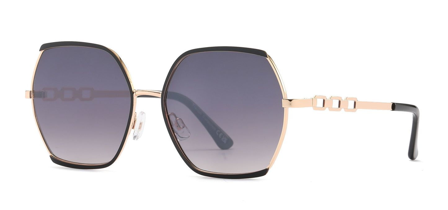 FC 6583 - Fashion Metal Hexagonal Shaped Sunglasses
