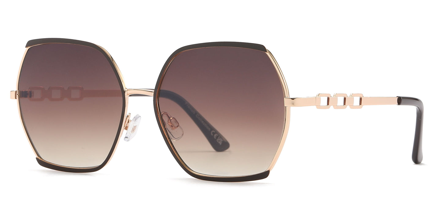 FC 6583 - Fashion Metal Hexagonal Shaped Sunglasses