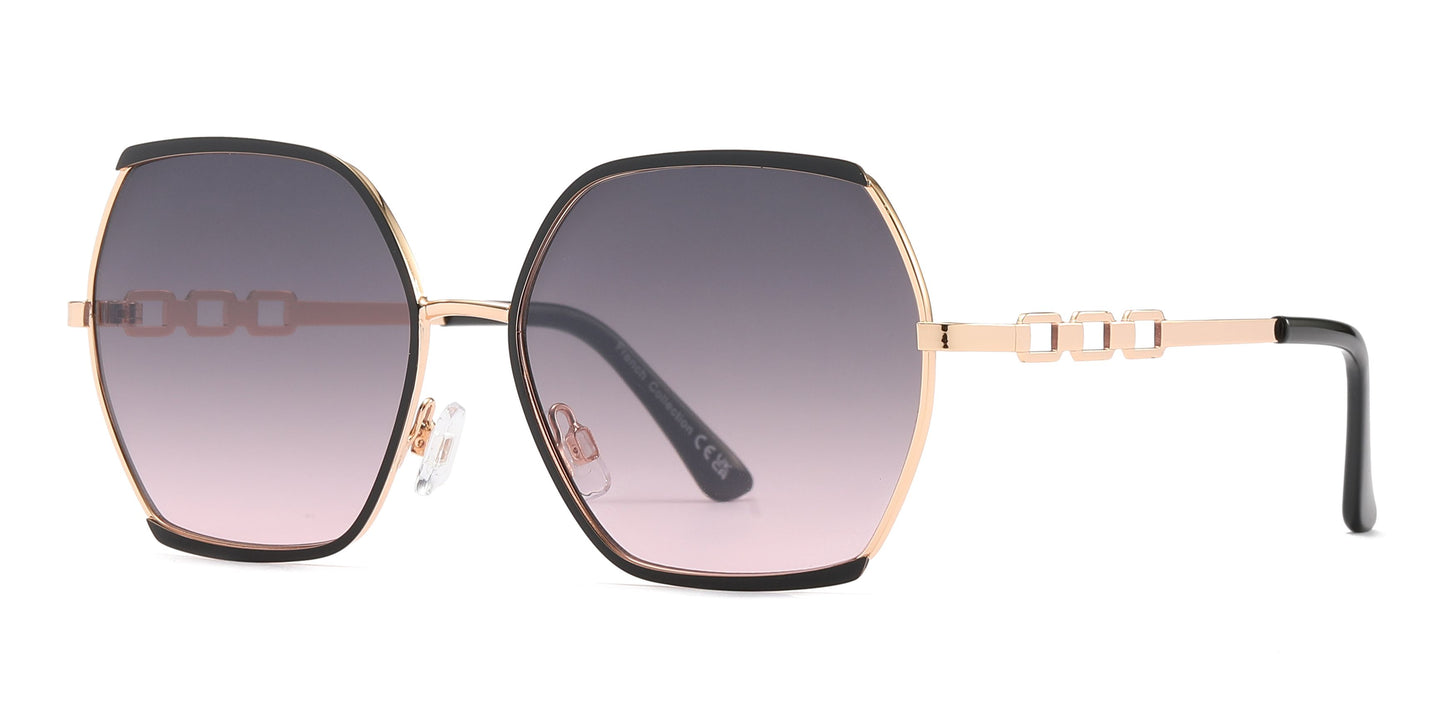 FC 6583 - Fashion Metal Hexagonal Shaped Sunglasses