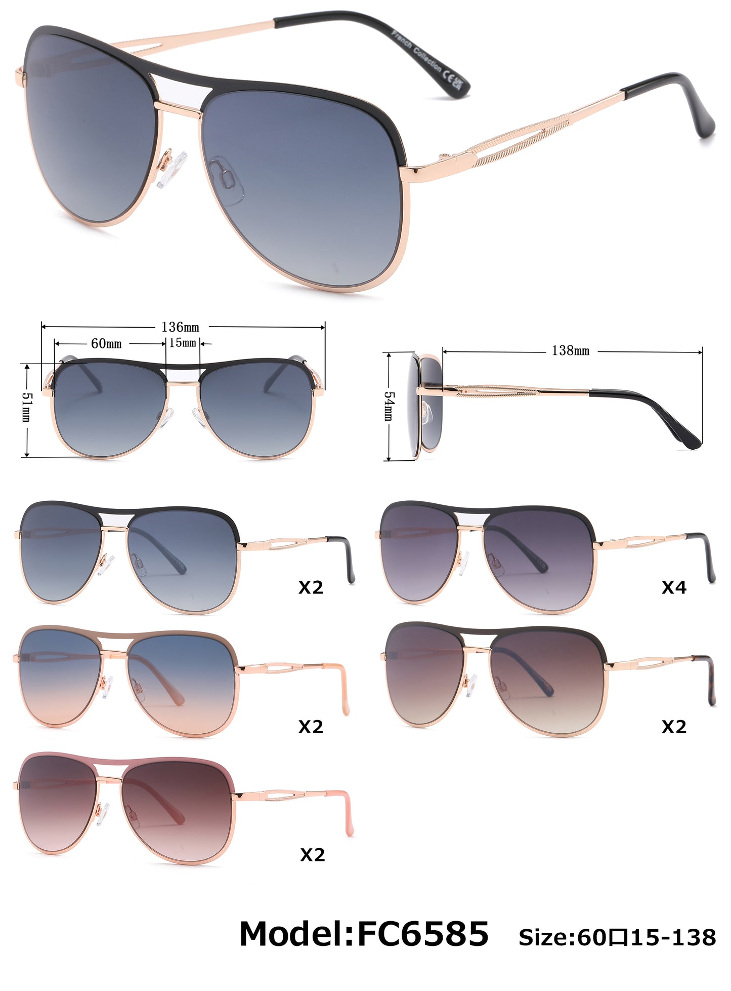 FC 6585 - Fashion Metal Sunglasses