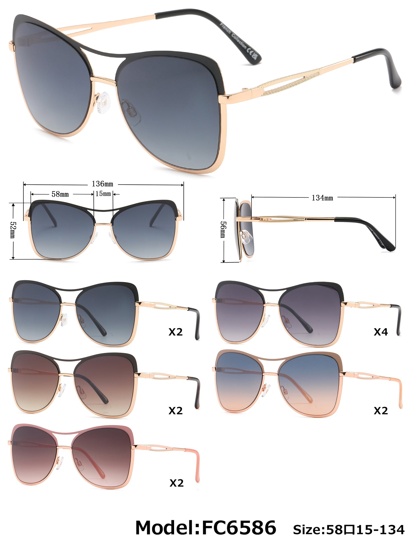 FC 6586 - Fashion Metal Sunglasses