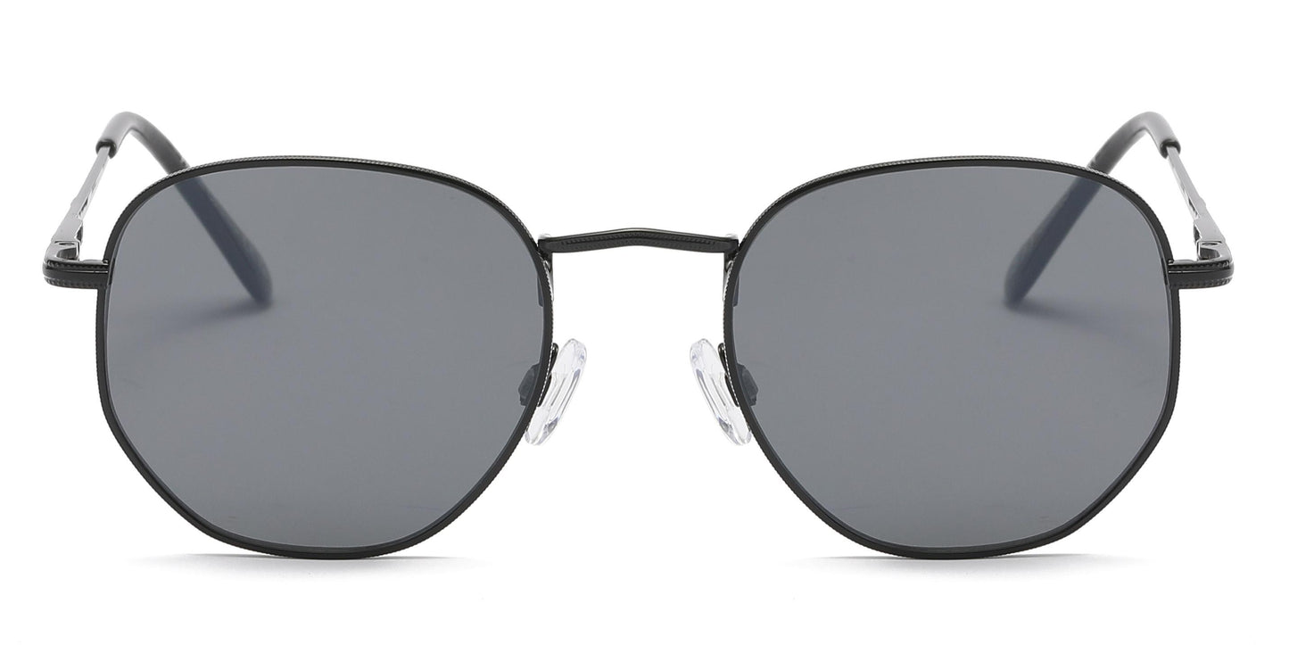 PL 3983 - Round Geometric Metal Polarized Sunglasses
