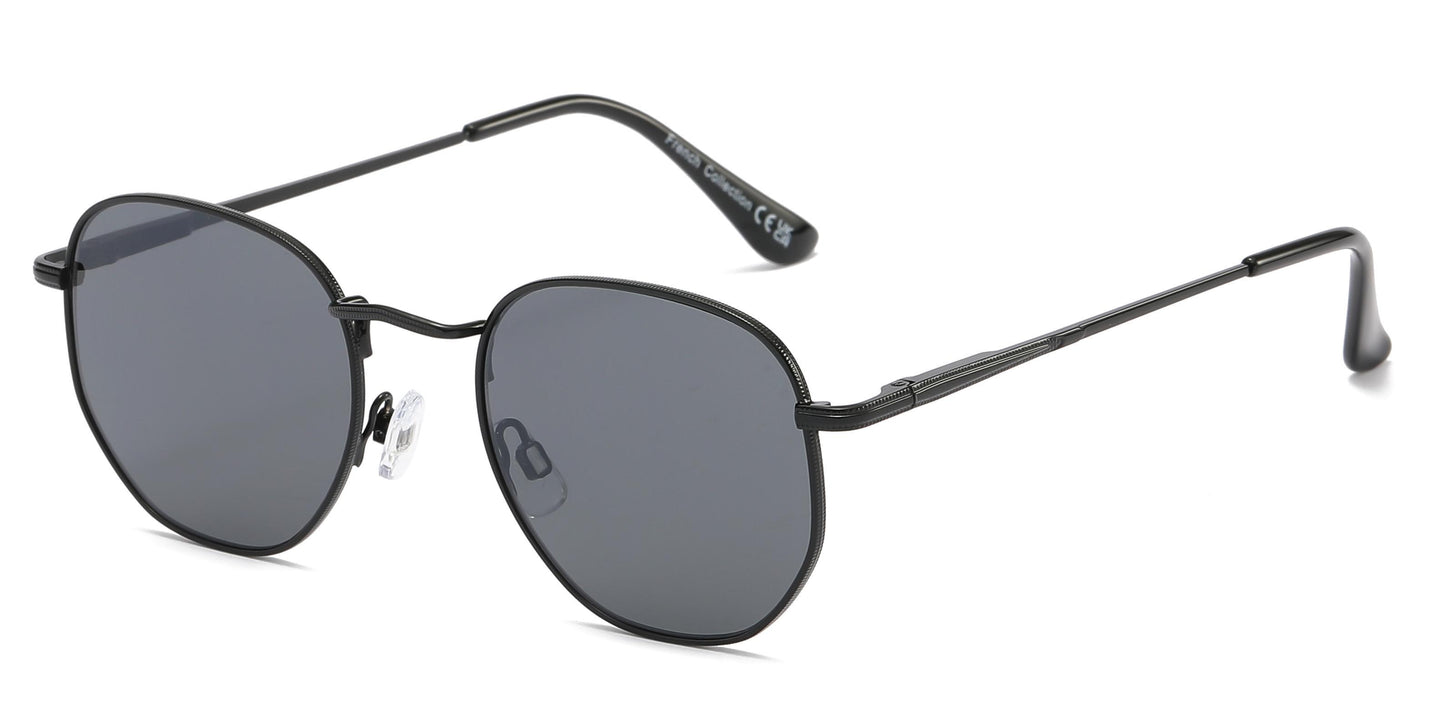 PL 3983 - Round Geometric Metal Polarized Sunglasses