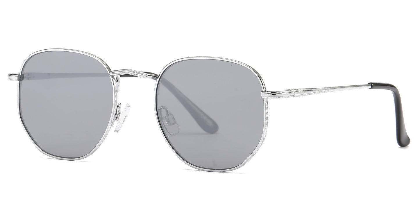 PL 3983 - Round Geometric Metal Polarized Sunglasses