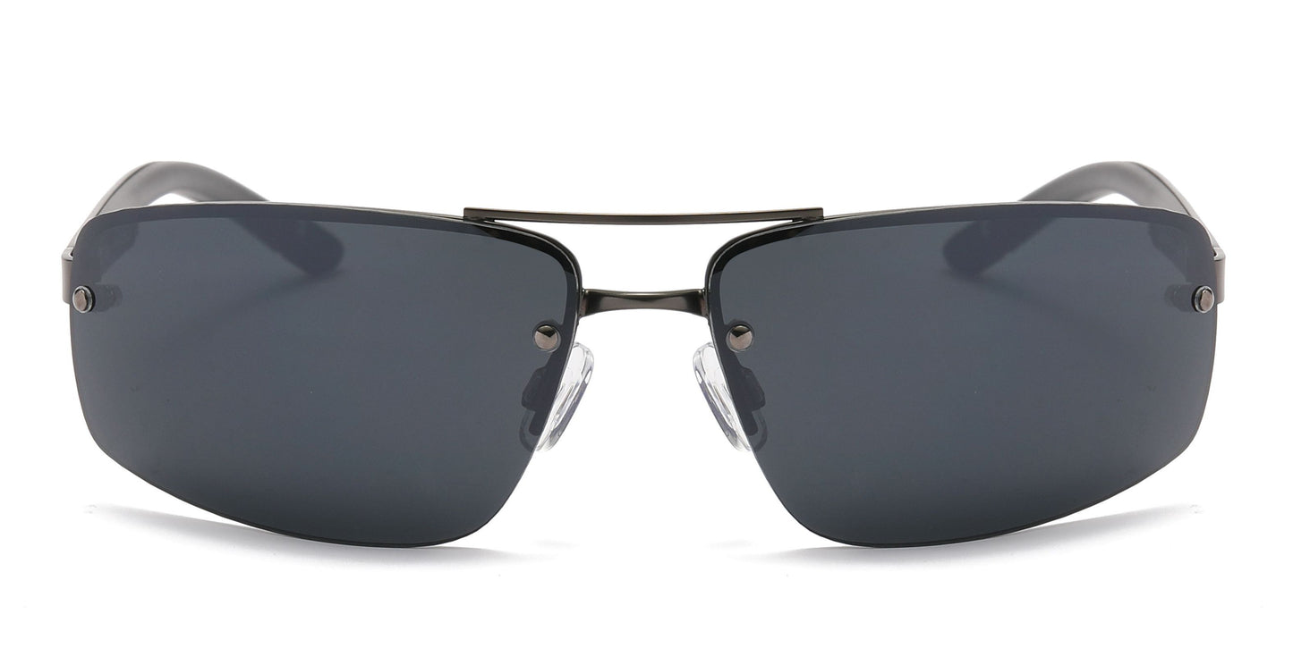 FC 6588 - Men Half Rim Rectangular Sport Metal Sunglasses