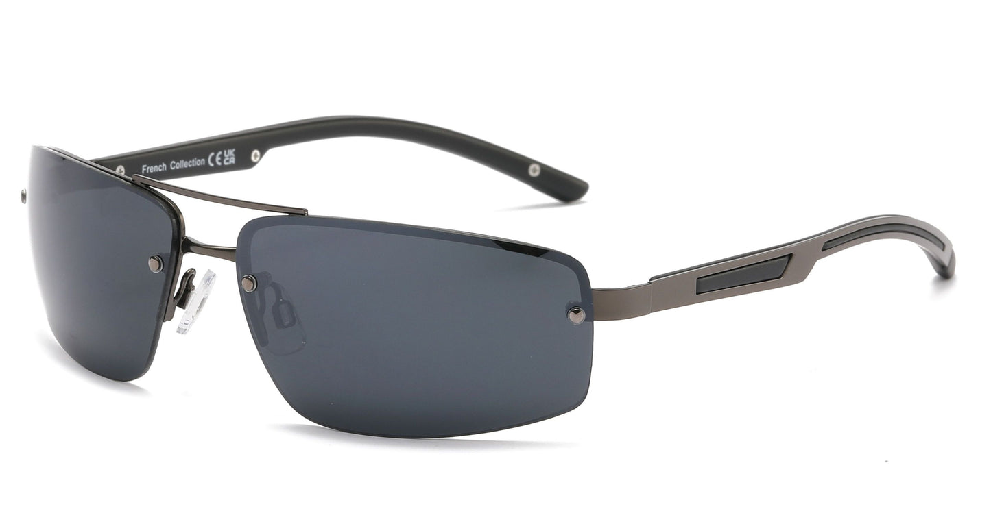 FC 6588 - Men Half Rim Rectangular Sport Metal Sunglasses