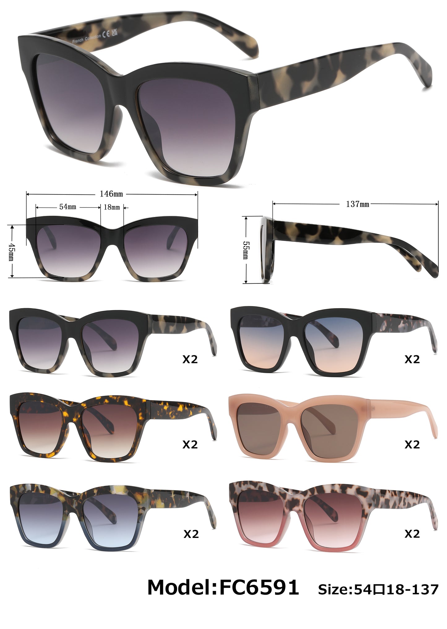 FC 6591 - Plastic Fashion Women Sunglasses