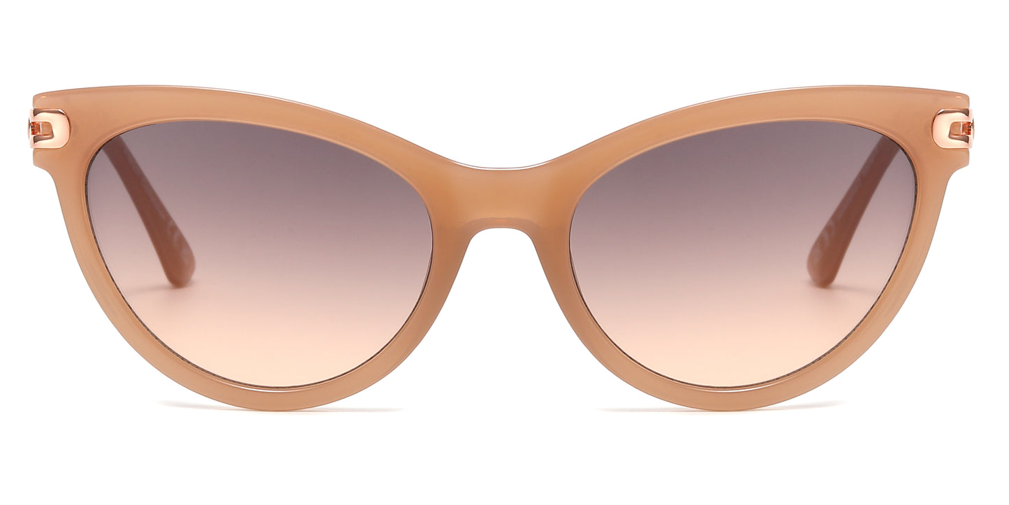 FC 6601 - Cat Eye with Chain Detail on Temple Plastic Sunglasses