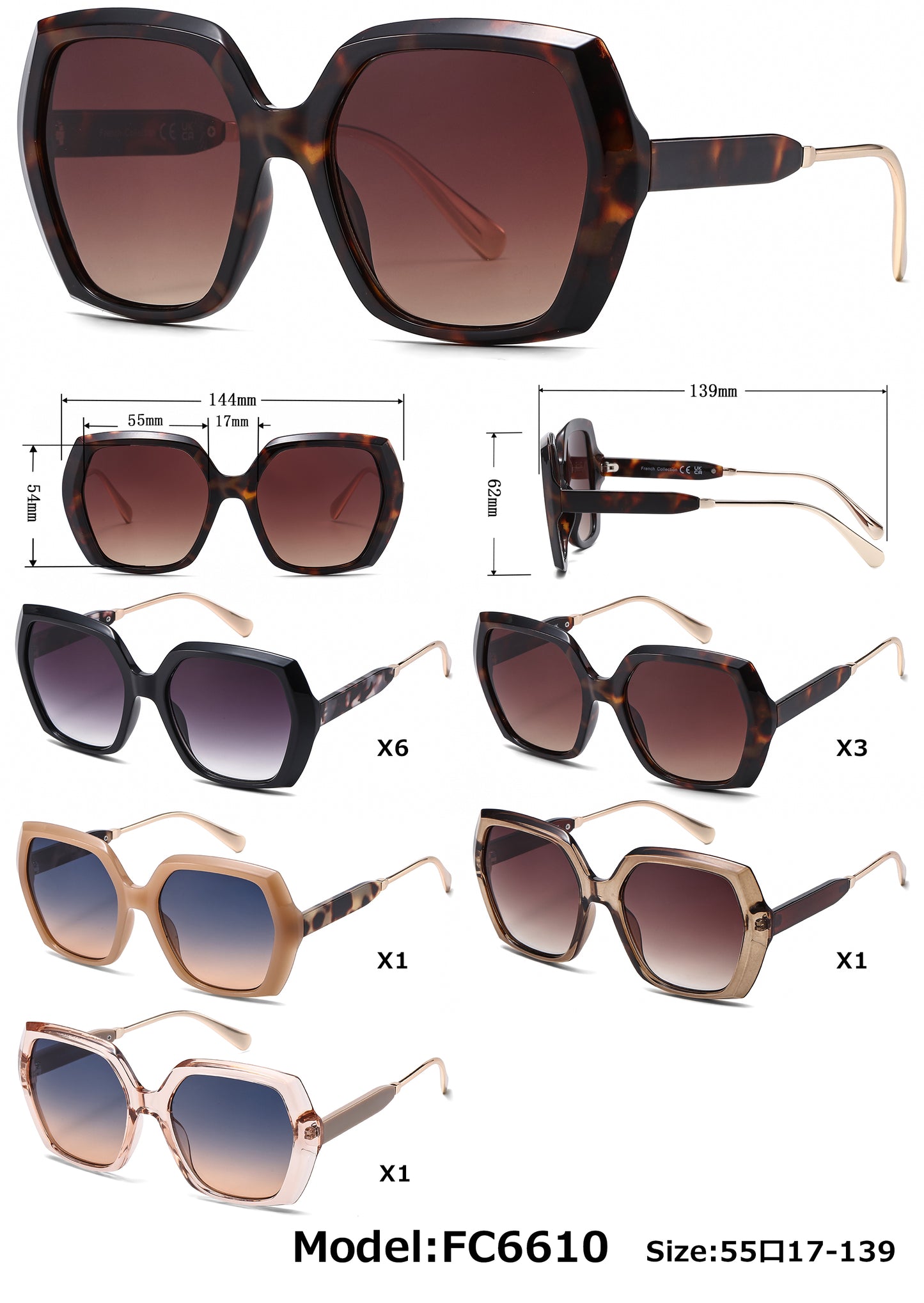 FC 6610 - Fashion Square Women Plastic Sunglasses