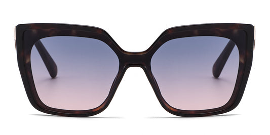 FC 6612 - One Piece Lens Square Decorative Temple Plastic Sunglasses