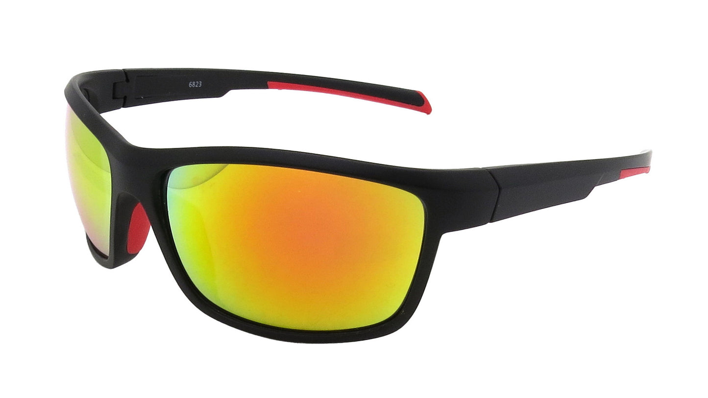 6823 - Plastic Wrap Around Men Sport Sunglasses