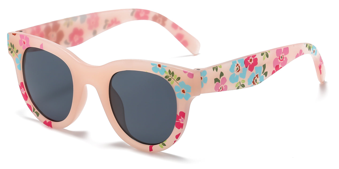 4901 - Kids Fashion Plastic Flower Print Sunglasses