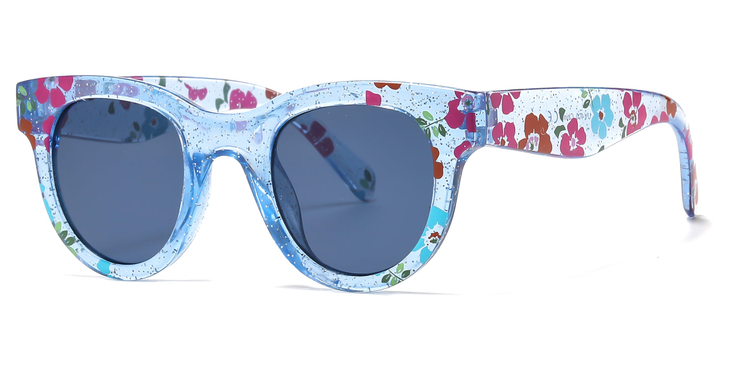 4901 - Kids Fashion Plastic Flower Print Sunglasses