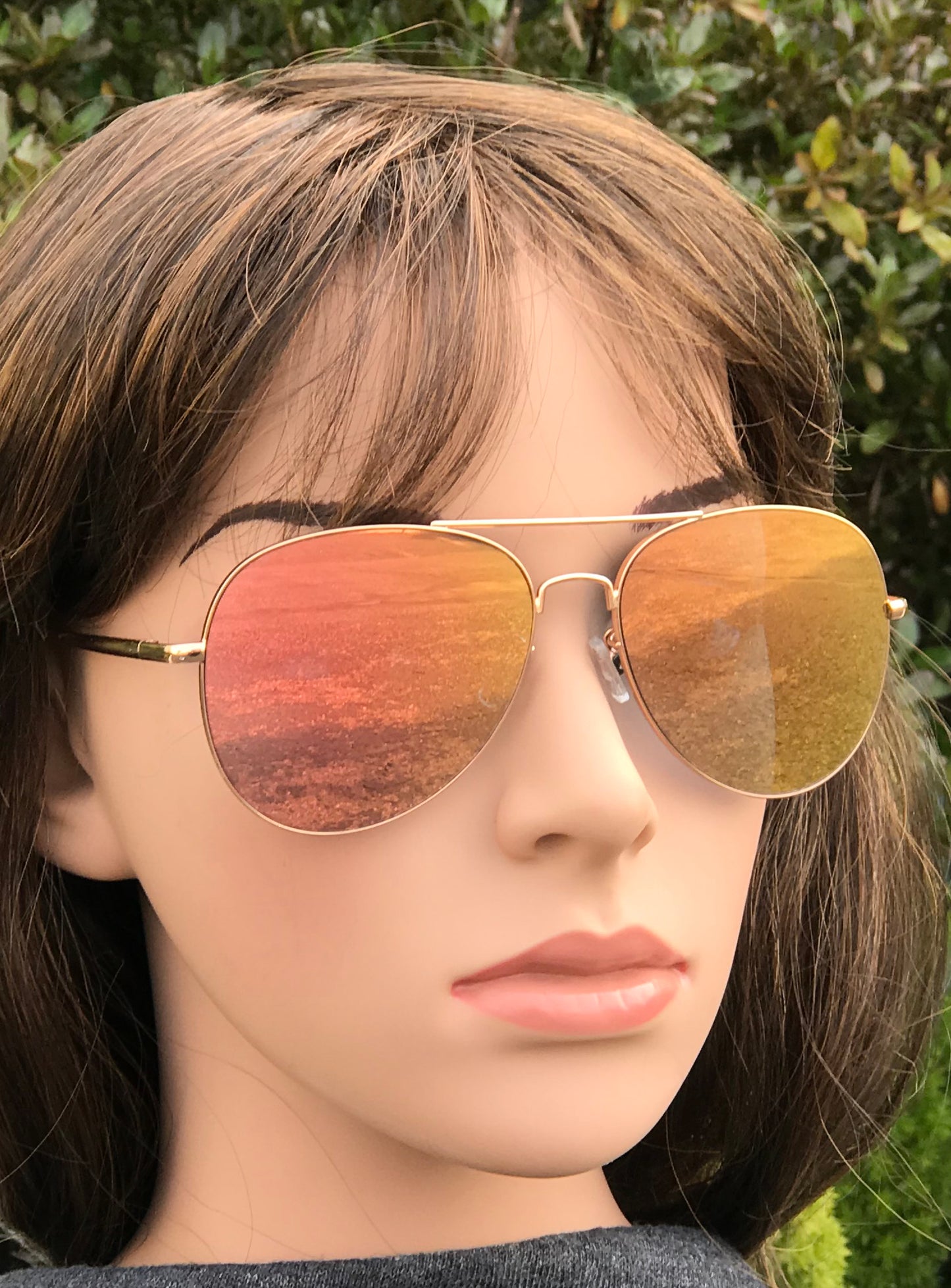 FC 6516 RVC - Oval Shaped Thin Stainless Frame Sunglasses with Colors Mirror Lens